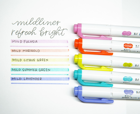 Zebra Mildliner Brush Pens - Conjunto Bright