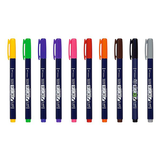 Conjunto 10 Brush Pens Tombow Fudenosuke